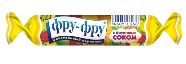 Фотография товара Мармелад жевательный ассорти со вкусами яблока, банана, апельсина, клубники Фру-Фру 35г