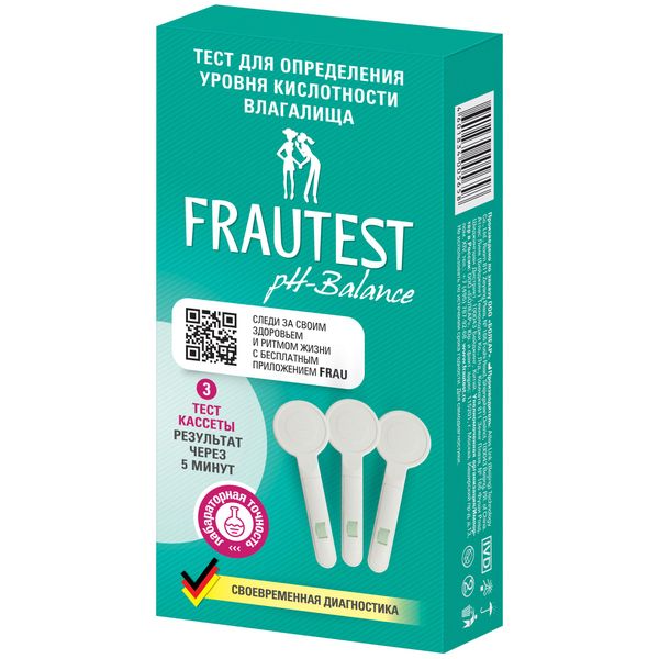 Фотография товара Тест для определения уровня кислотности влагалища pH-баланс Frautest/Фраутест 3шт