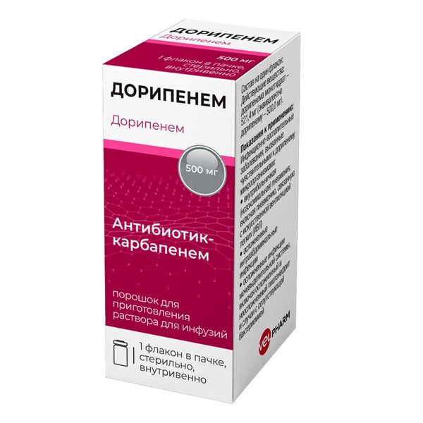 Фотография товара Дорипенем порошок для приг. раствора для инфузий 500мг