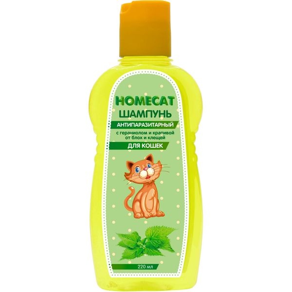 Фотография товара Шампунь для кошек антипаразитарный HomeCat фл. 220мл