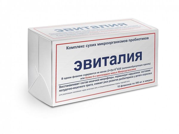 Фотография товара Эвиталия комплекс сухих микроорганизмов пробиотиков порошок для приема внутрь фл. 300мг 10шт