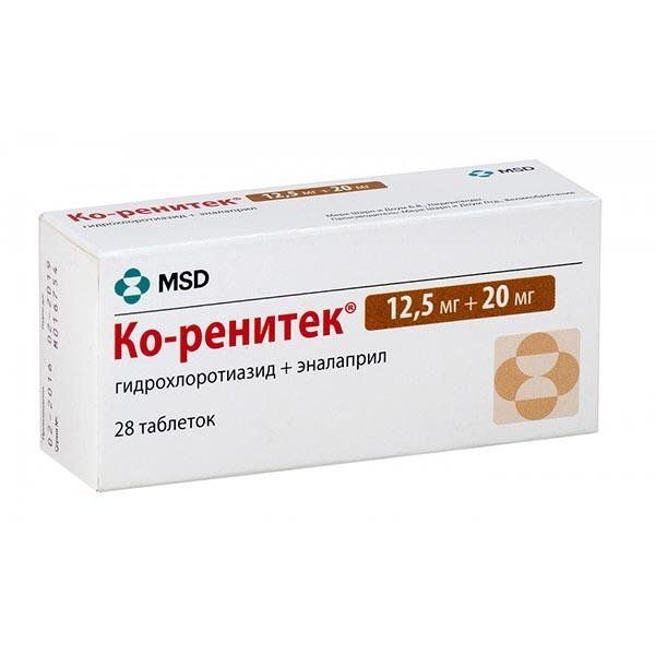 Фотография товара Ко-Ренитек таблетки 20мг+12,5мг 28шт