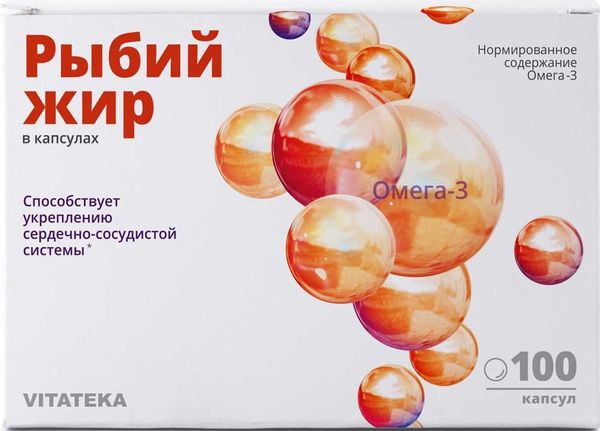 Фотография товара Рыбий жир Vitateka/Витатека капсулы 370мг 100шт