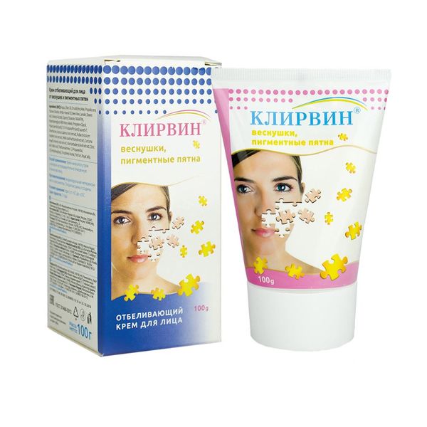Фотография товара Клирвин крем для лица отбеливающий от веснушек и пигментных пятен туба 100г