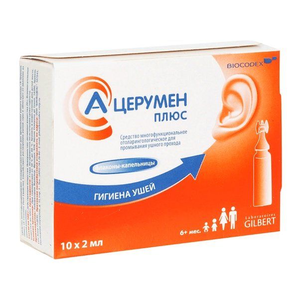 Фотография товара А-Церумен Плюс средство многофункц. отоларинголог для промыв. ушного прохода фл.-капельн. 2мл 5 шт.
