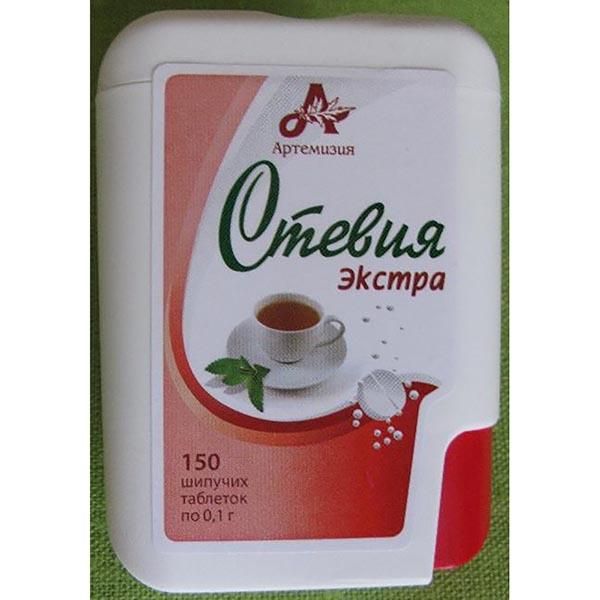 Фотография товара Заменитель сахара Стевия Экстра таблетки шипучие 100мг 150шт