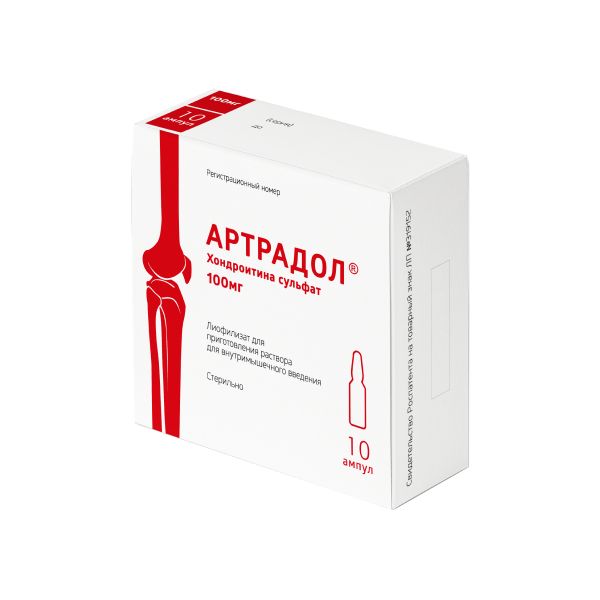 Фотография товара Артрадол лиофилизат для приг. раствора для в/м введ. 100мг 10шт